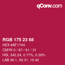 Color code: RGB 175 23 68 | qconv.com
