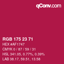 Color code: RGB 175 23 71 | qconv.com