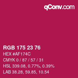 Color code: RGB 175 23 76 | qconv.com