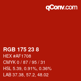 カラーコード: RGB 175 23 8 | qconv.com