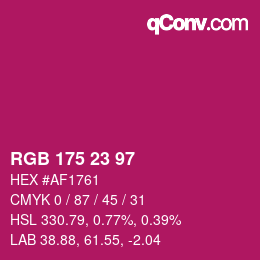 カラーコード: RGB 175 23 97 | qconv.com