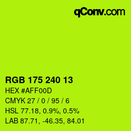 Color code: RGB 175 240 13 | qconv.com