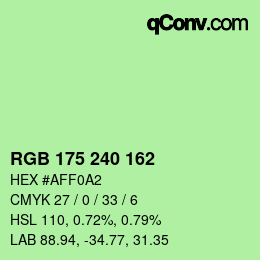 Color code: RGB 175 240 162 | qconv.com