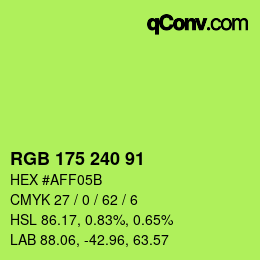 颜色代码: RGB 175 240 91 | qconv.com