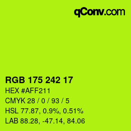 Color code: RGB 175 242 17 | qconv.com