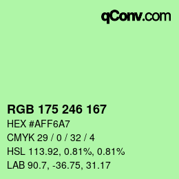 颜色代码: RGB 175 246 167 | qconv.com