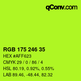 Color code: RGB 175 246 35 | qconv.com