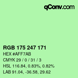 Color code: RGB 175 247 171 | qconv.com