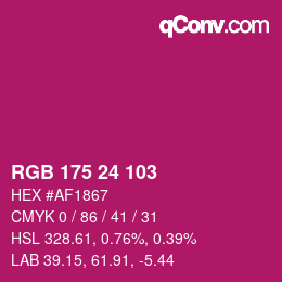 カラーコード: RGB 175 24 103 | qconv.com