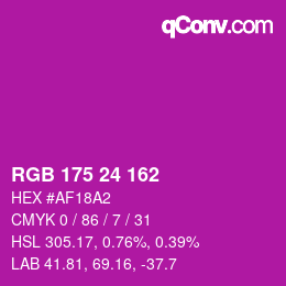 颜色代码: RGB 175 24 162 | qconv.com
