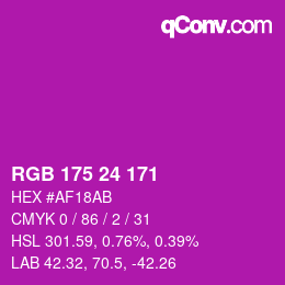 Color code: RGB 175 24 171 | qconv.com