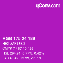 カラーコード: RGB 175 24 189 | qconv.com