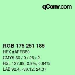 Código de color: RGB 175 251 185 | qconv.com