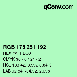 Código de color: RGB 175 251 192 | qconv.com