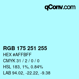 Color code: RGB 175 251 255 | qconv.com