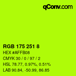 Color code: RGB 175 251 8 | qconv.com