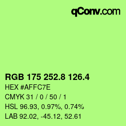 カラーコード: RGB 175 252.8 126.4 | qconv.com