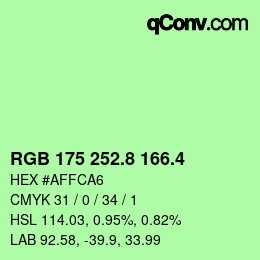 カラーコード: RGB 175 252.8 166.4 | qconv.com