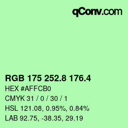 カラーコード: RGB 175 252.8 176.4 | qconv.com