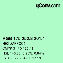 カラーコード: RGB 175 252.8 201.4 | qconv.com