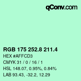 カラーコード: RGB 175 252.8 211.4 | qconv.com