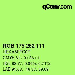 Color code: RGB 175 252 111 | qconv.com