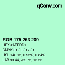 Color code: RGB 175 253 209 | qconv.com