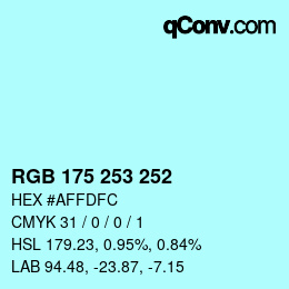 Color code: RGB 175 253 252 | qconv.com