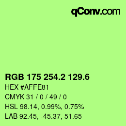カラーコード: RGB 175 254.2 129.6 | qconv.com