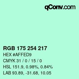 颜色代码: RGB 175 254 217 | qconv.com