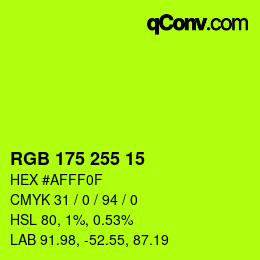 Color code: RGB 175 255 15 | qconv.com