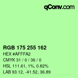 カラーコード: RGB 175 255 162 | qconv.com