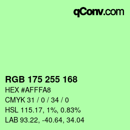 Color code: RGB 175 255 168 | qconv.com