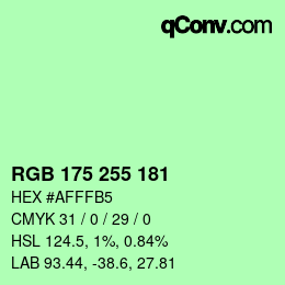 Color code: RGB 175 255 181 | qconv.com