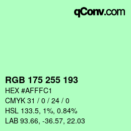 Color code: RGB 175 255 193 | qconv.com