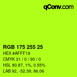 Color code: RGB 175 255 25 | qconv.com