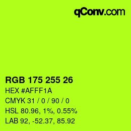 Color code: RGB 175 255 26 | qconv.com