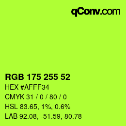 Color code: RGB 175 255 52 | qconv.com