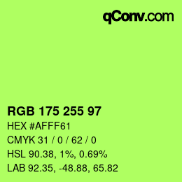 Color code: RGB 175 255 97 | qconv.com