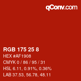 Color code: RGB 175 25 8 | qconv.com