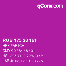 颜色代码: RGB 175 28 161 | qconv.com