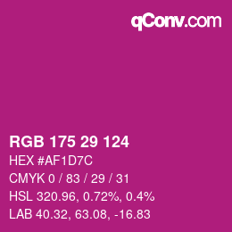 颜色代码: RGB 175 29 124 | qconv.com