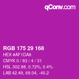 颜色代码: RGB 175 29 168 | qconv.com