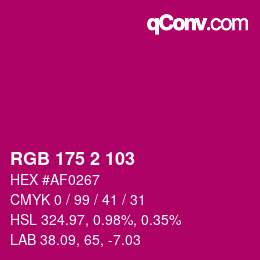 Color code: RGB 175 2 103 | qconv.com