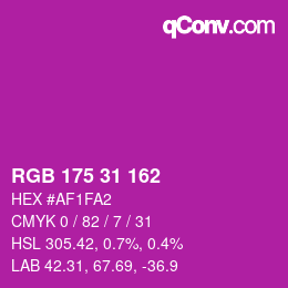 Color code: RGB 175 31 162 | qconv.com