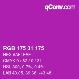 カラーコード: RGB 175 31 175 | qconv.com