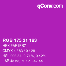 Color code: RGB 175 31 183 | qconv.com