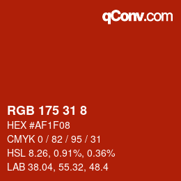 カラーコード: RGB 175 31 8 | qconv.com