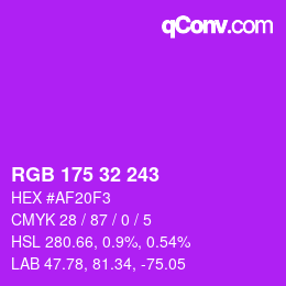 Color code: RGB 175 32 243 | qconv.com