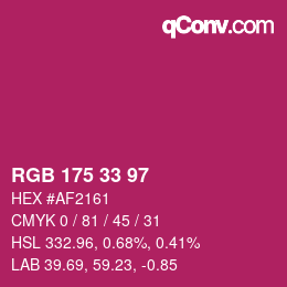 Color code: RGB 175 33 97 | qconv.com